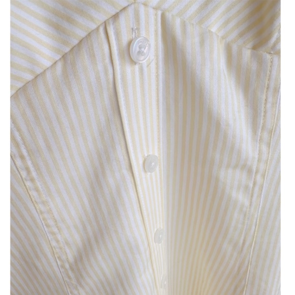 BEST SIMKHAI Honor Cotton Midi Dress - Buttercream Stripe Yellow White Casual - Picture 8 of 9